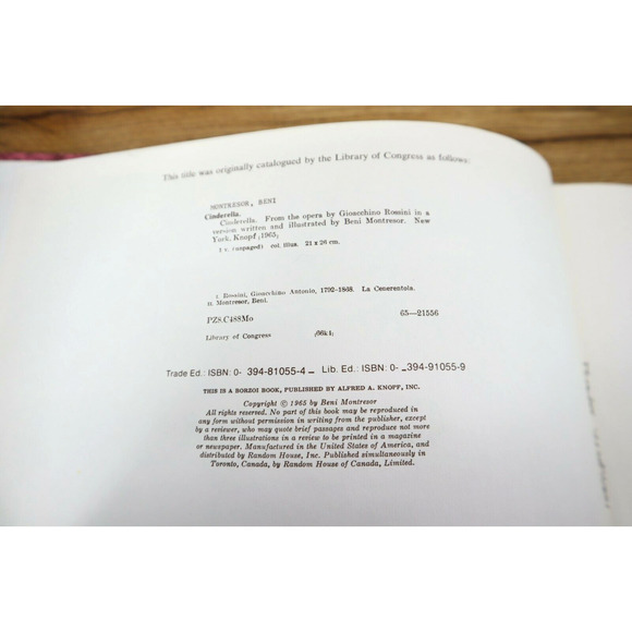 Cinderella From The Opera Gioacchino Rossini by Beni Montresor, 1965 Borzoi HC - Picture 7 of 12